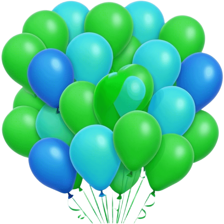 many green blue Baloons 4K emoji