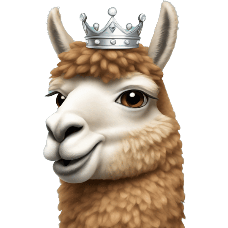 Alpaca with a silver crown emoji