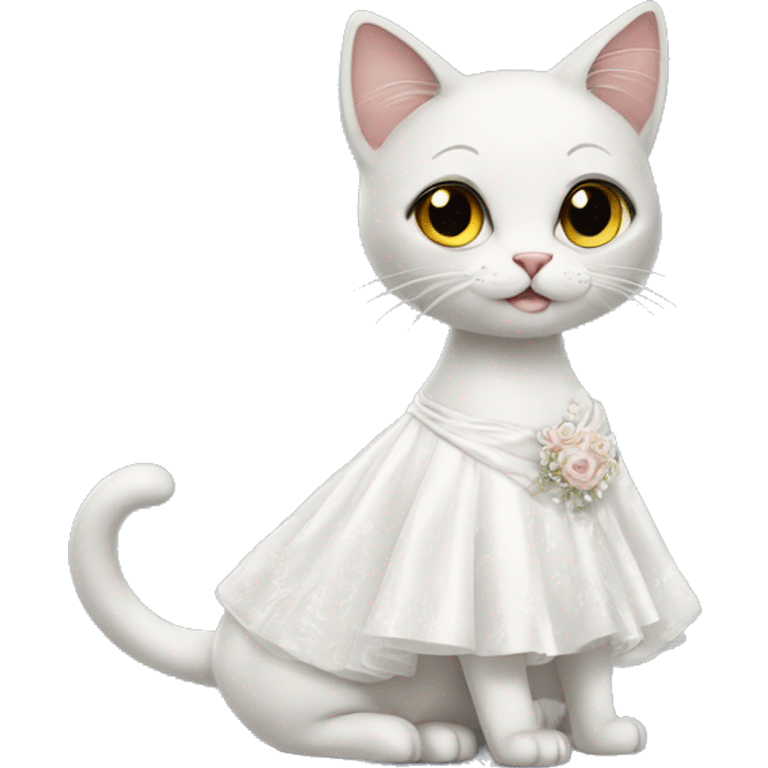 cat standing in bridal dress emoji