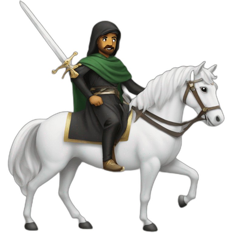 saudi man with a sword on a horse emoji