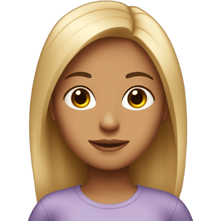 girl with straight hair, medium tan skin, clear nice skin emoji