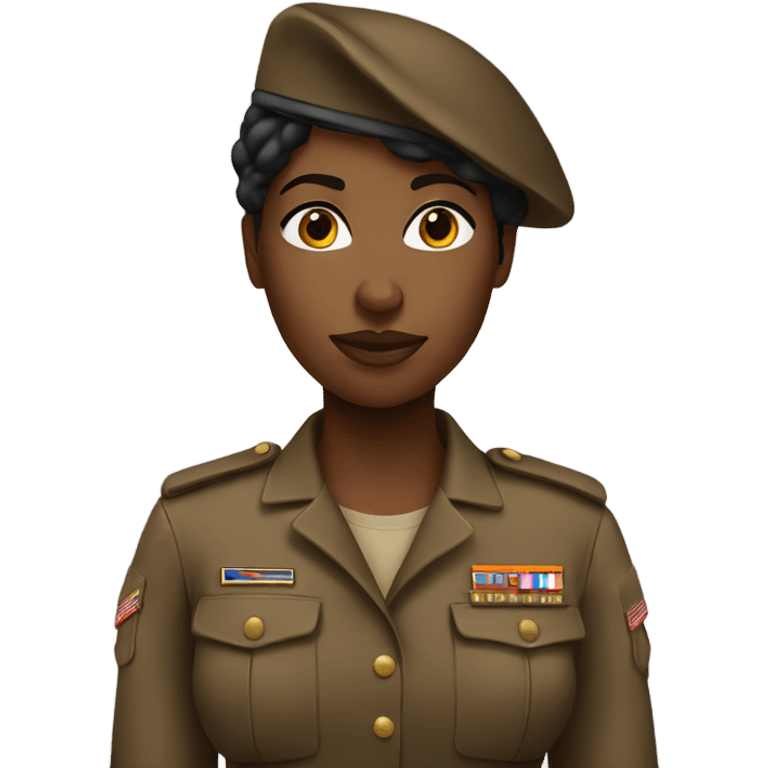 Black woman soldier wearing brown  emoji