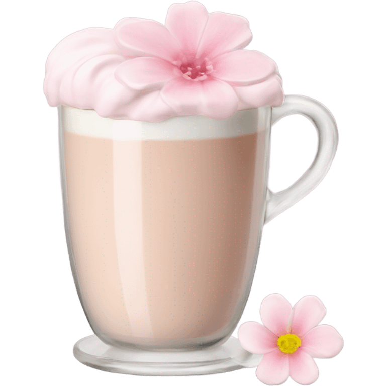 Light Pink latte classy in glass with flower emoji