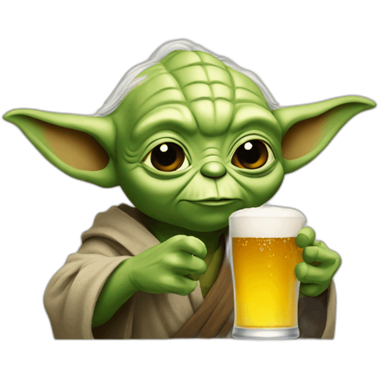 Yoda holding a beer emoji