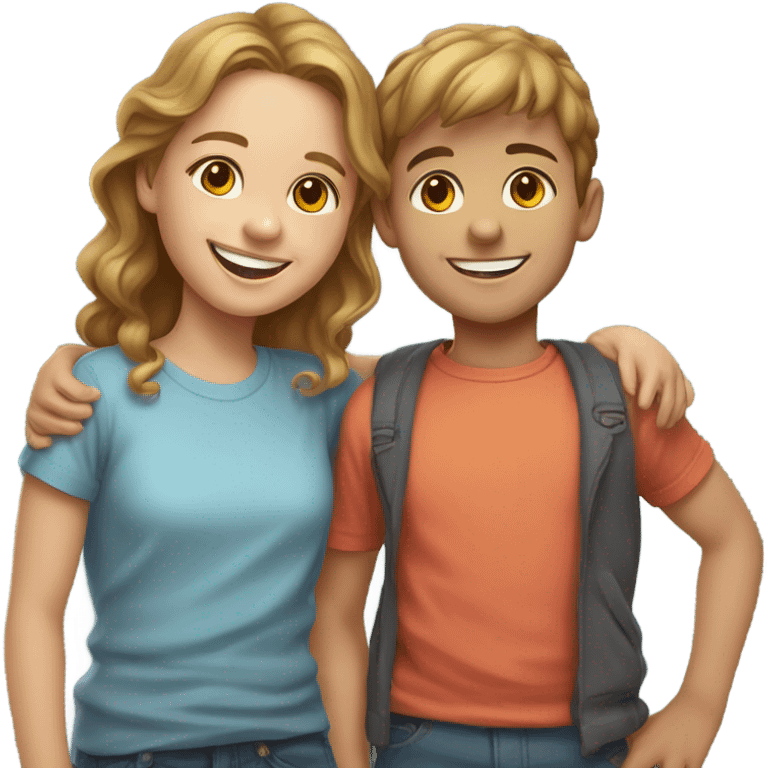 happy girl and boy portrait emoji