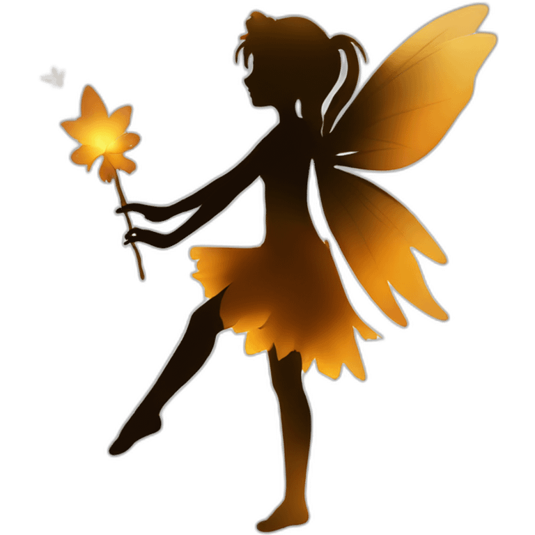 Silhouette of a fairy in amber emoji