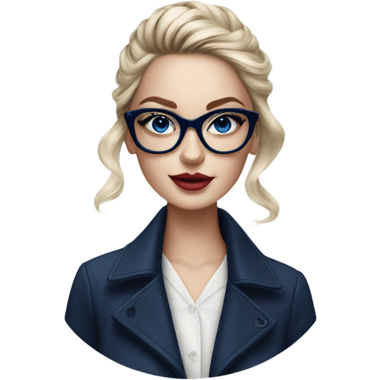 Hyper Realistic beautiful dior model with dark blue eyes glasses and stylish hair  emoji