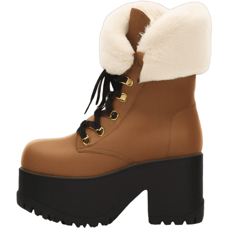 Platform UNIF boots brown fur emoji