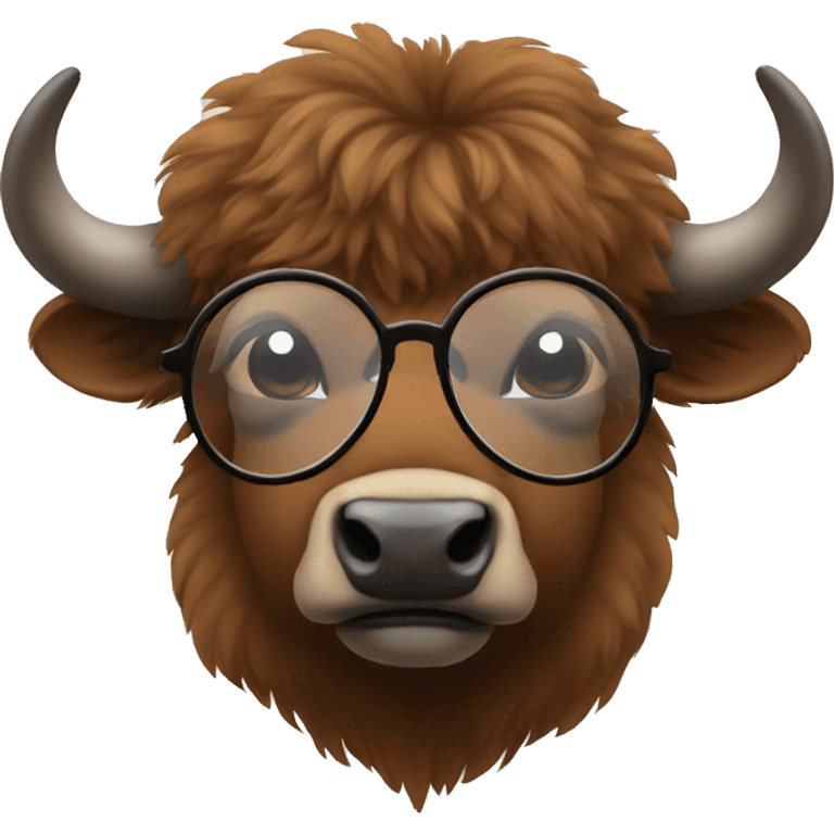 cute bison in glasses emoji