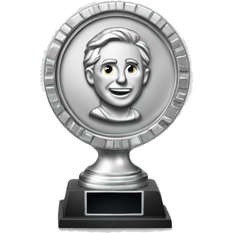 platinum coin with silver trophy on it emoji