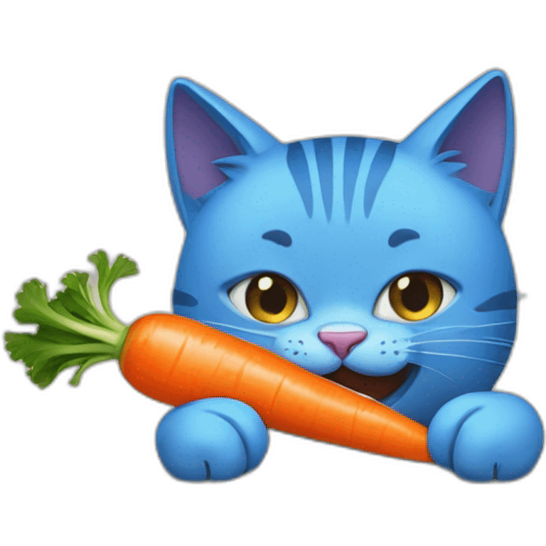 blue cat chomping on a carrot emoji