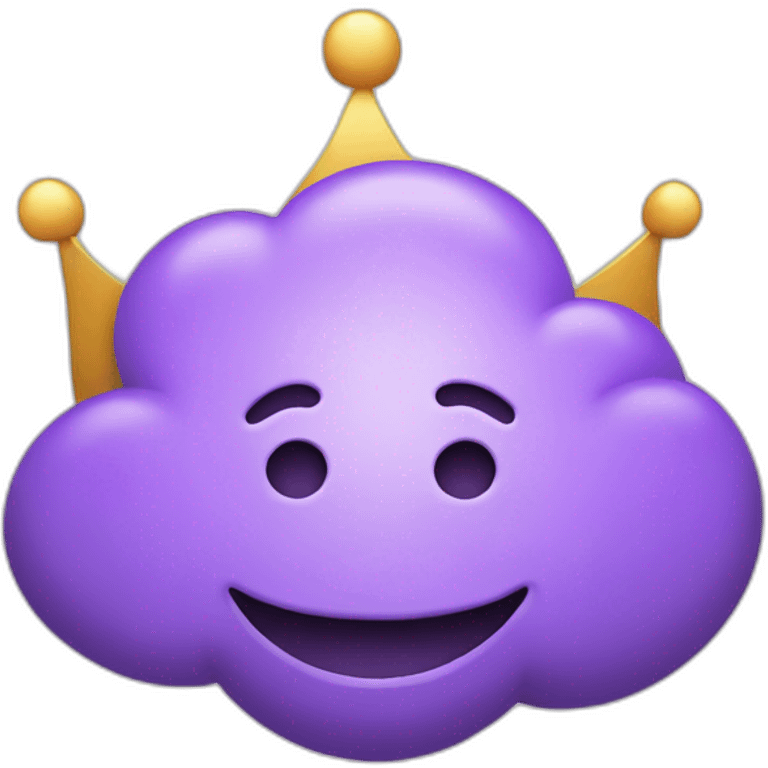 purple cloud with crown and happy smiley face emoji