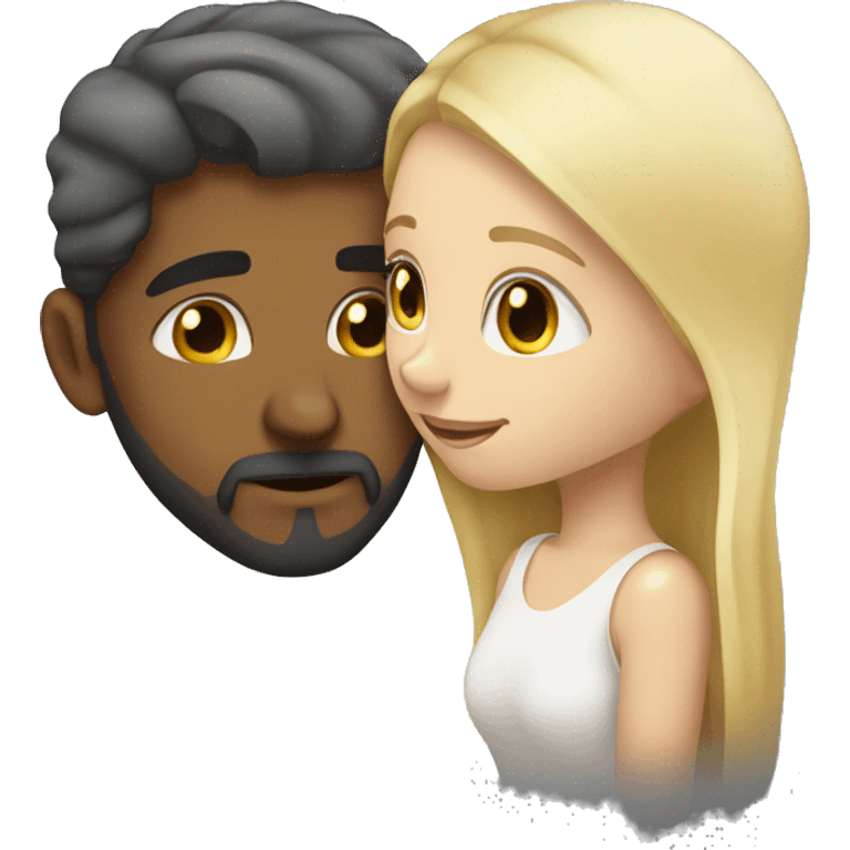 Indian man with beard kissing blonde white girl emoji