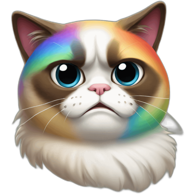 Rainbow grumpy cat emoji