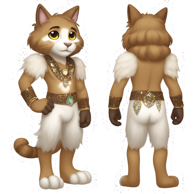 Furry, sparkle, iridescent, colorful, pastel, edgy, cool, fantasy beautiful, brown, beige, white, divine, godly, angelic, animal, anthro, full body, fursona, feline emoji