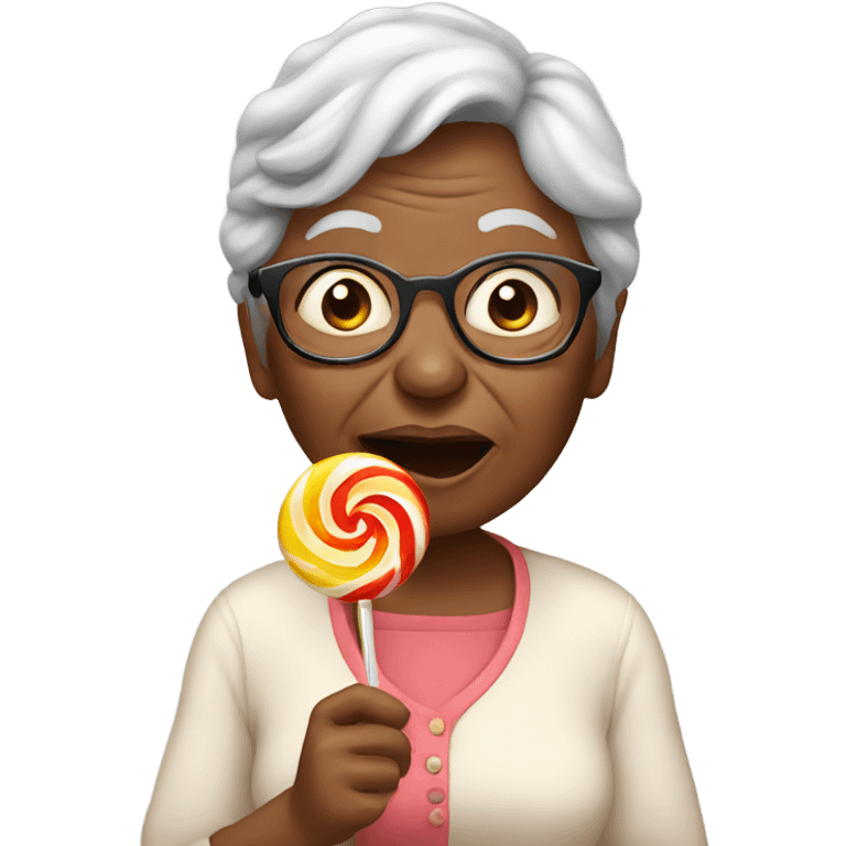 Grandma eating a lollipop  emoji