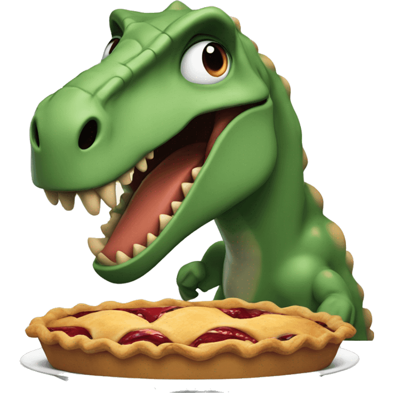 Dinosaur getting hit in the face with a pie emoji