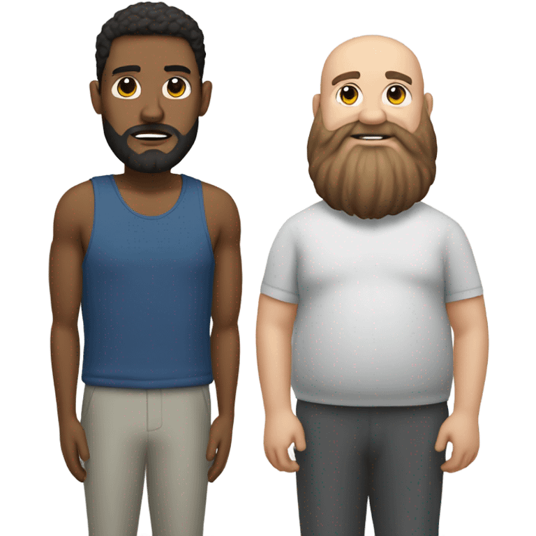 Fat bearded man and fit trainer emoji