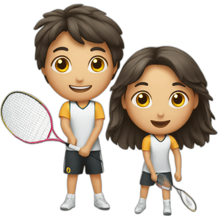 2 kids playing badminton emoji