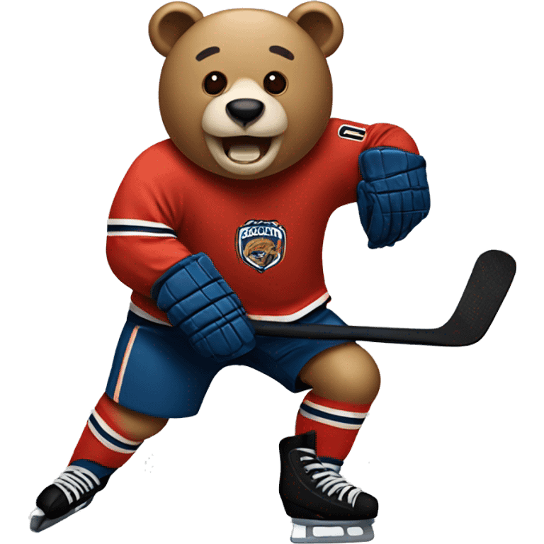 Bear playing hockey emoji