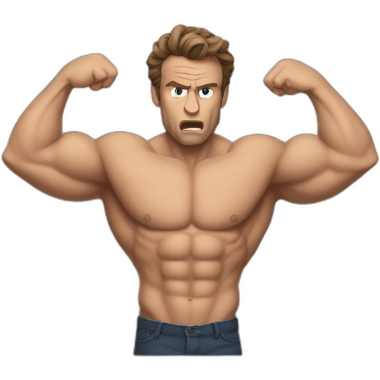 muscle macron frustrated pulling hair emoji