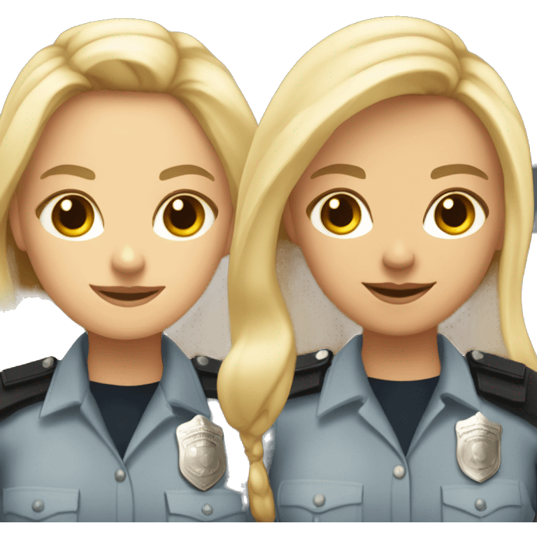 Two police woman (one with long blonde hair and medium skin and the other one with short dark hair and bright skin) emoji