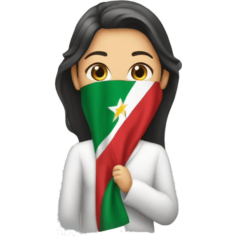 Une femme voilée tenant un drapeau d’Algérie emoji