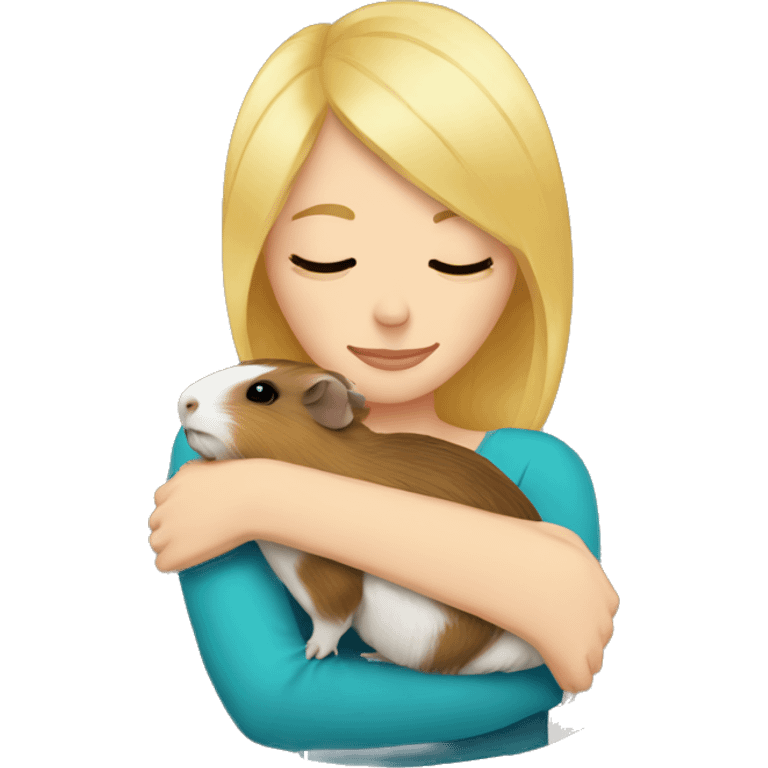 Blonde Woman hugging a guineapig emoji