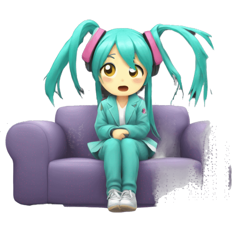 Hatsune Miku watching TV emoji