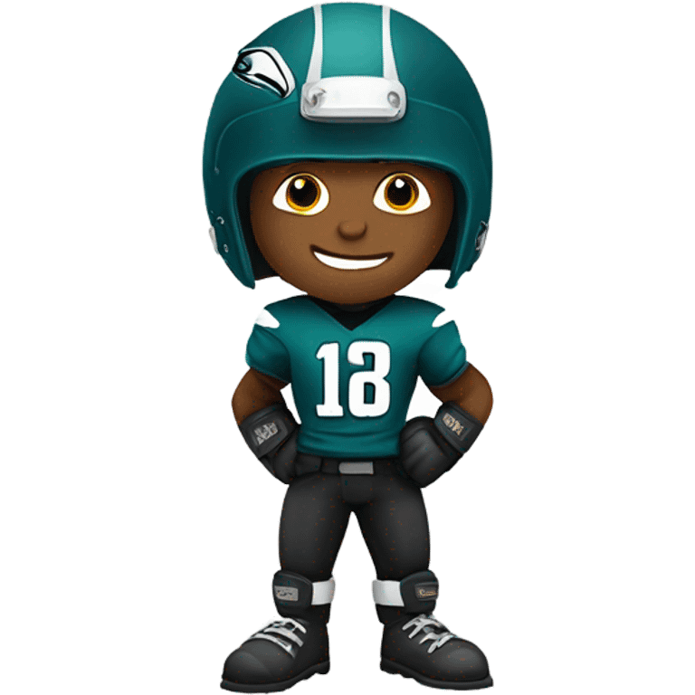 boy in helmet and gloves, parade pose, eagles player  emoji