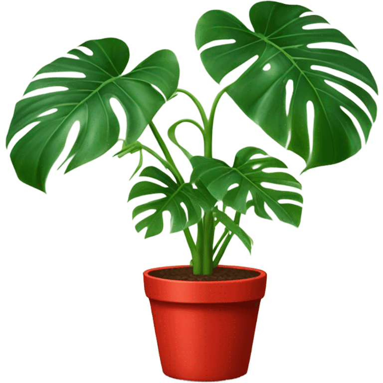 Grown monstera plant with a red pot emoji