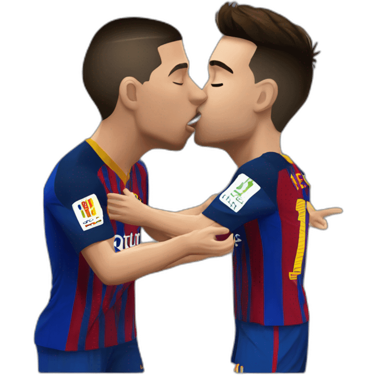 ronaldo kissing wiht messi emoji