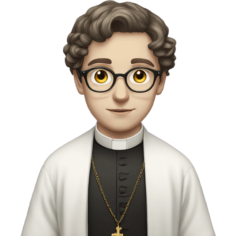 victorian young priest with glasses and white skin emoji