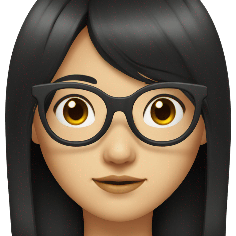 asian girl long black hair with glasses and middle curtain bangs emoji