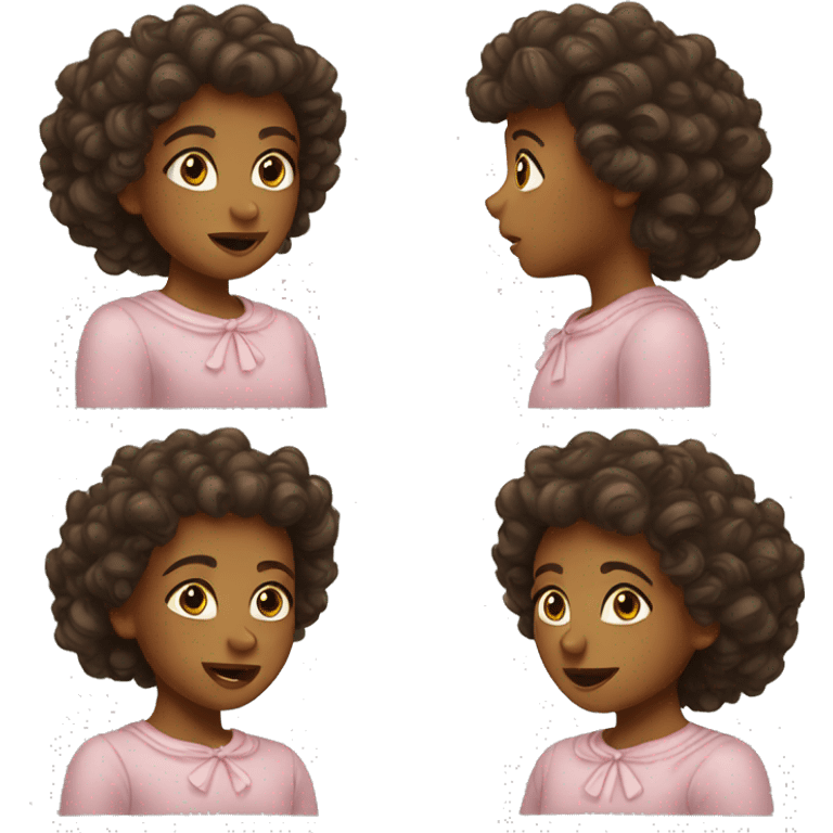 Brown girl with curly hair with bows on her jumper emoji