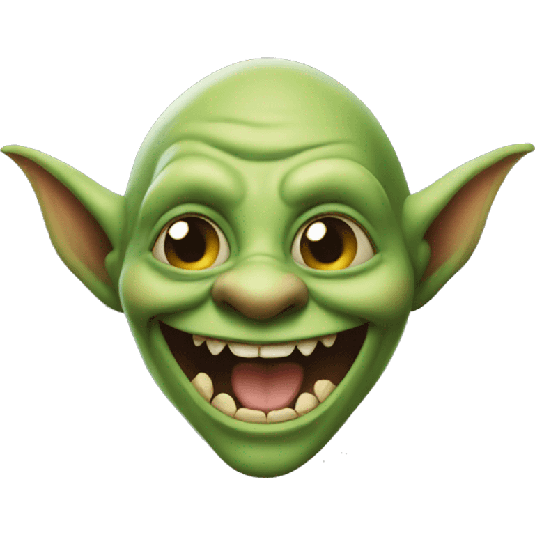 A happy goblin. Make it a cartoon art style.  emoji