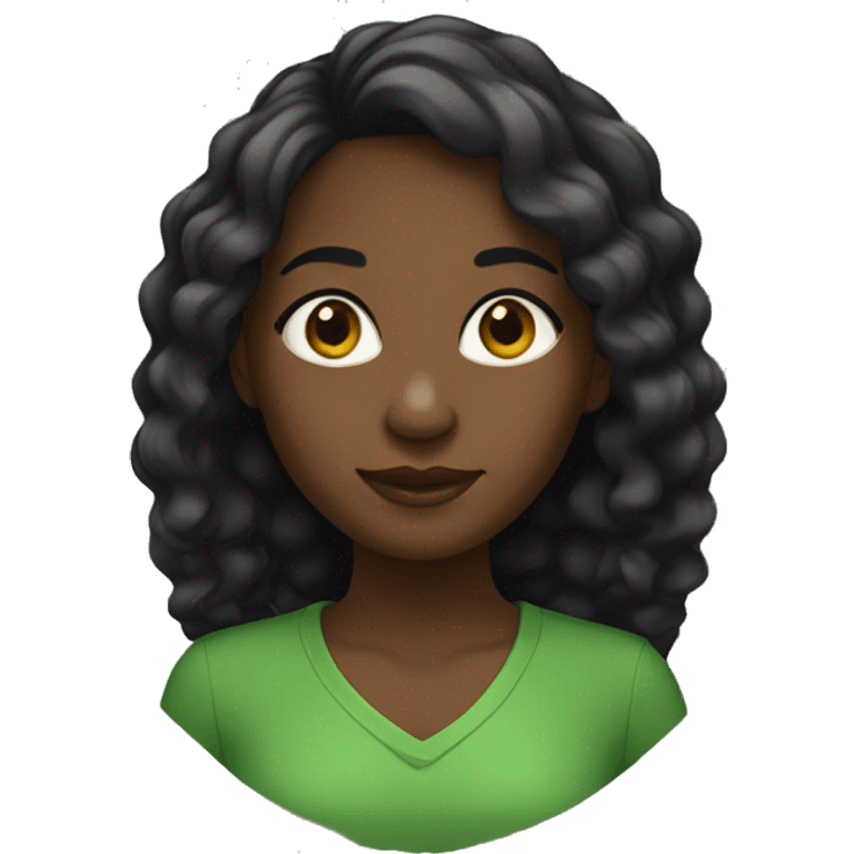 Black girl wearing green emoji