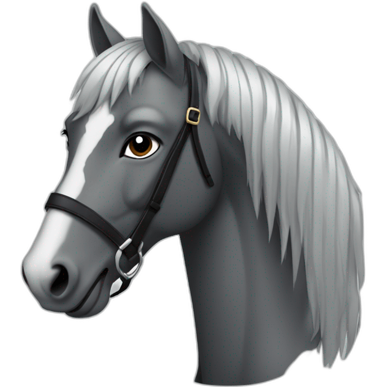 Cheval gris avec les cheveux noir emoji