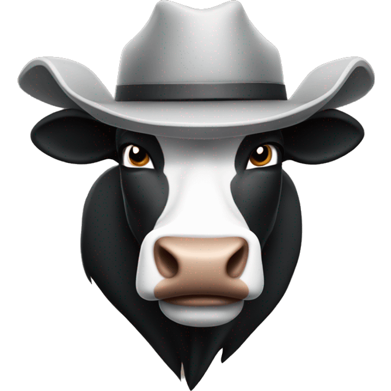 A Muscular angry black and white bull wearing cowboy hat emoji