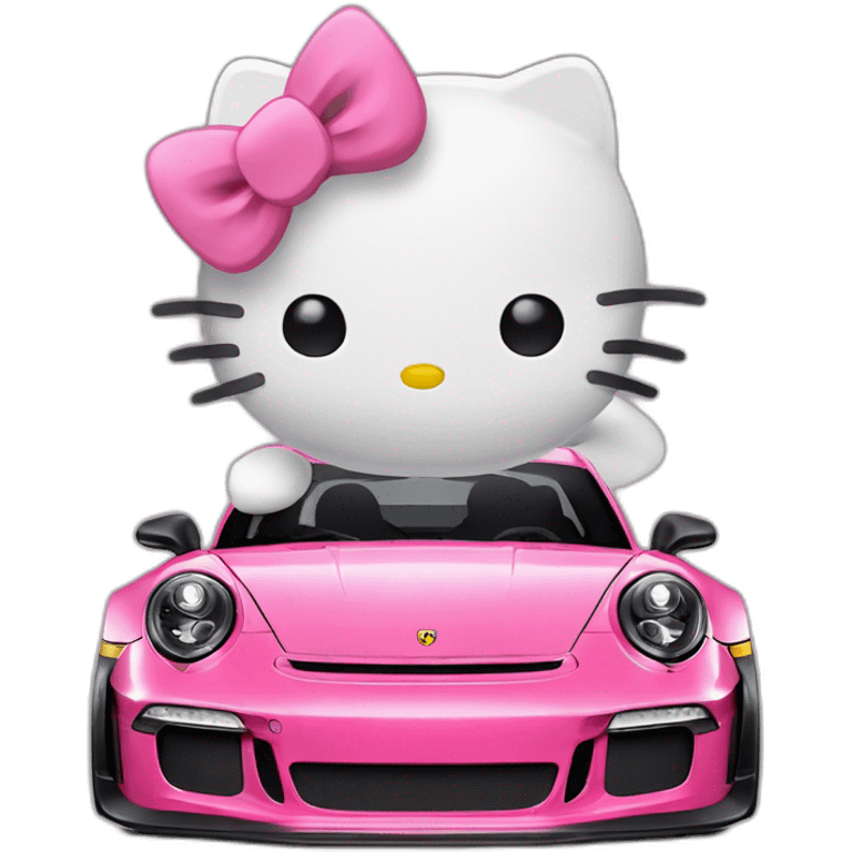 Hello kitty with porsche 911 gt3rs emoji