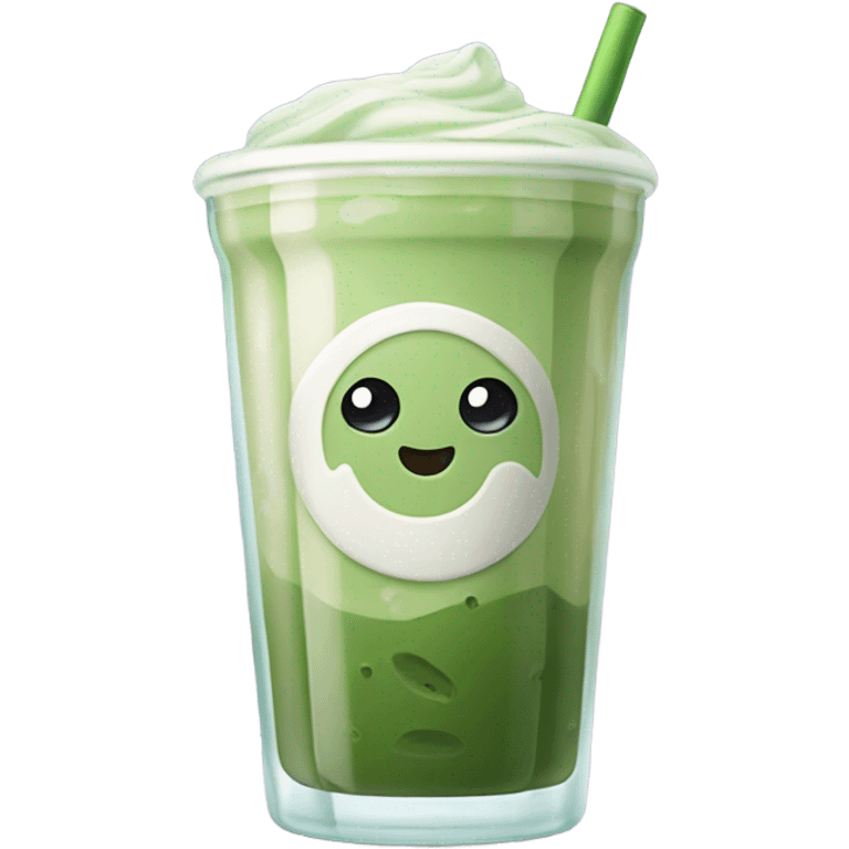 Iced matcha latte in a curvy y2k style glass  emoji