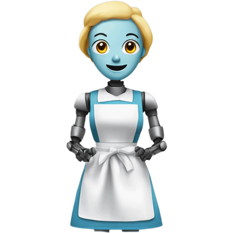 Robot wearing a maid apron emoji