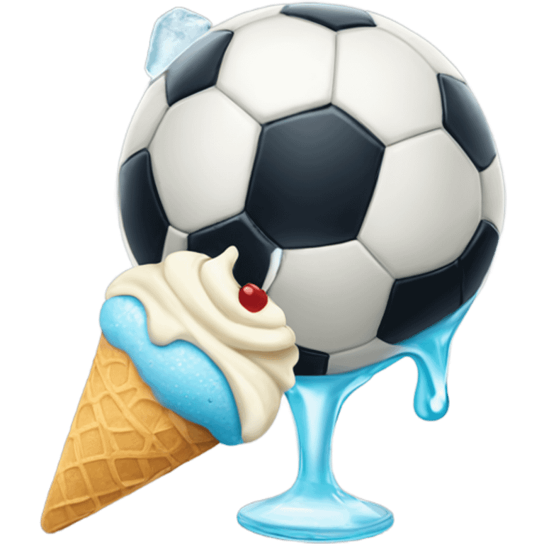 Soccer eating ice cream emoji