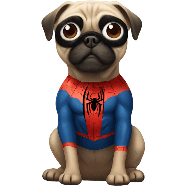 Pug with spider man costume emoji