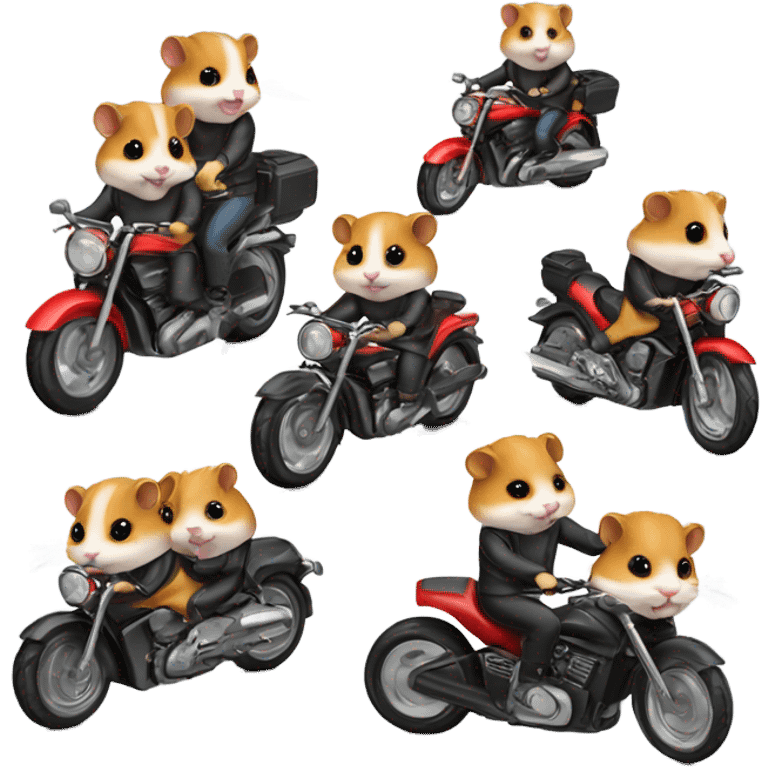 hamsters bikers on road driving motorbikes  emoji