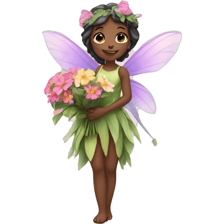 Flower fairy holding flower bouquet  emoji