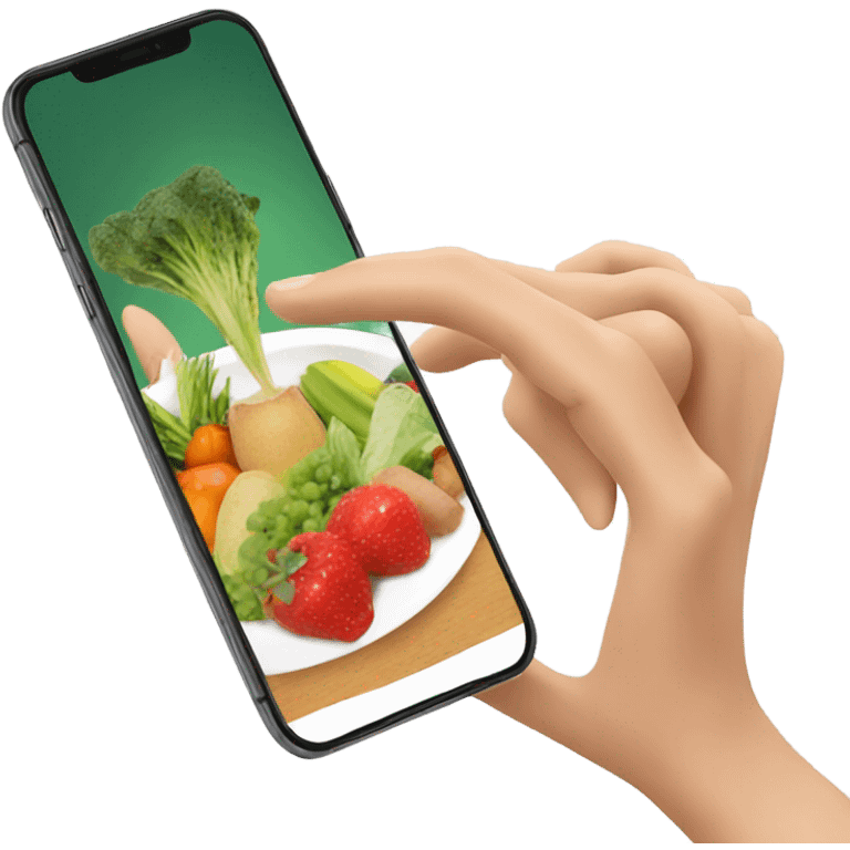 hand taking picture of healthy food emoji