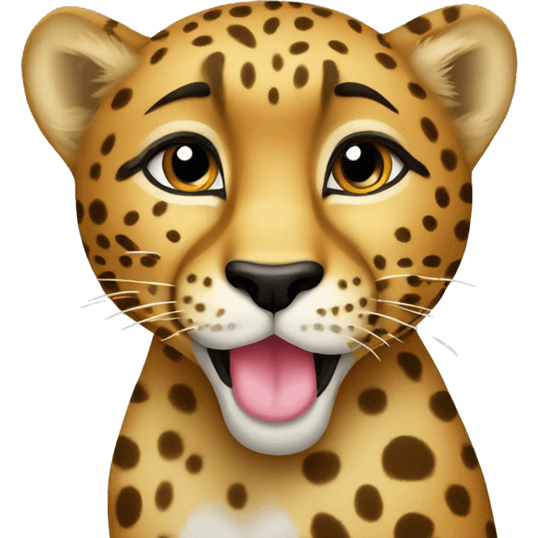 Cartoon Cheetah pucker blowing a bla kiss text emoji emoji