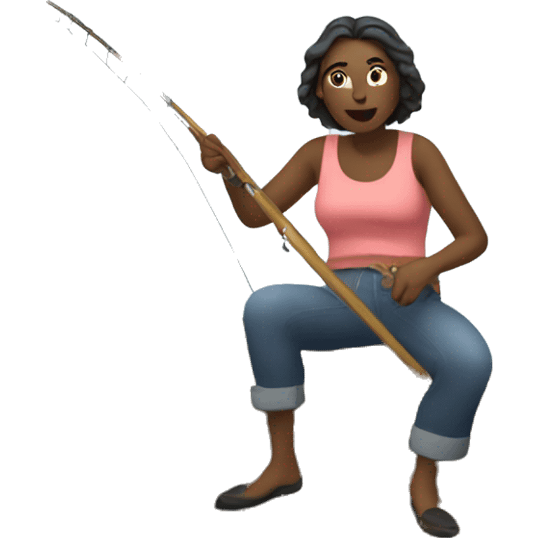 Woman on boat fishing emoji