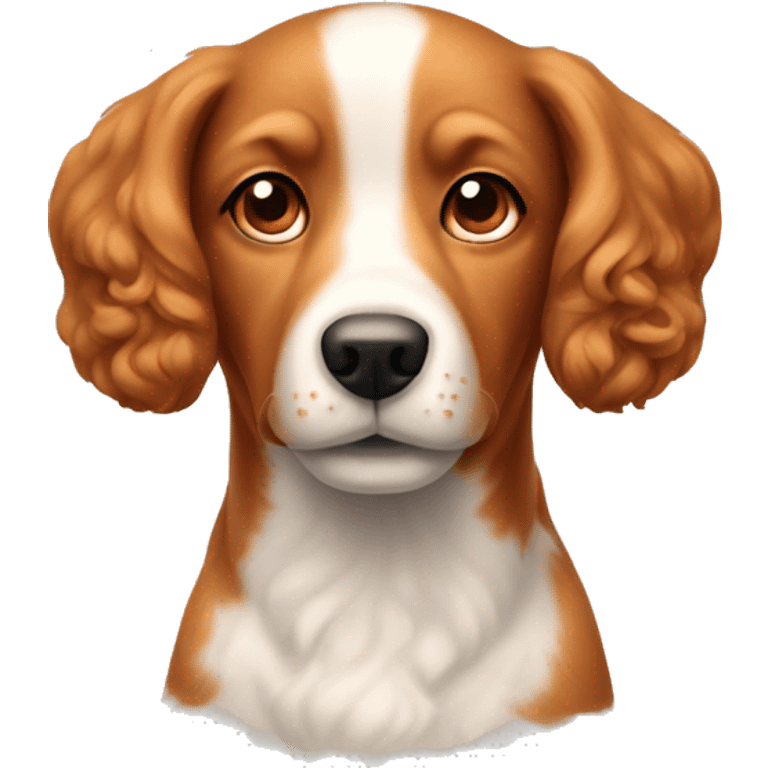 Light red dog with curly hair on ears and a white snout emoji